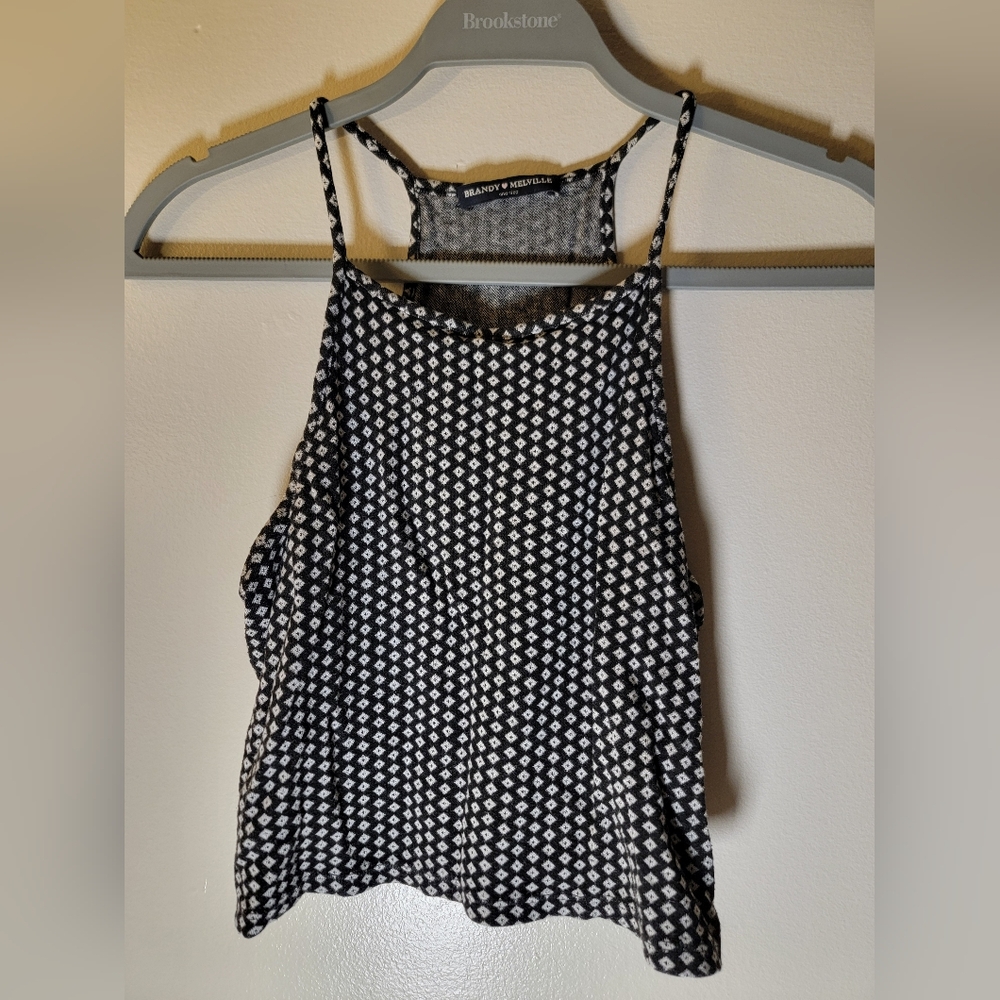 Brandy Melville Black and White Halter Tank Top - One Size